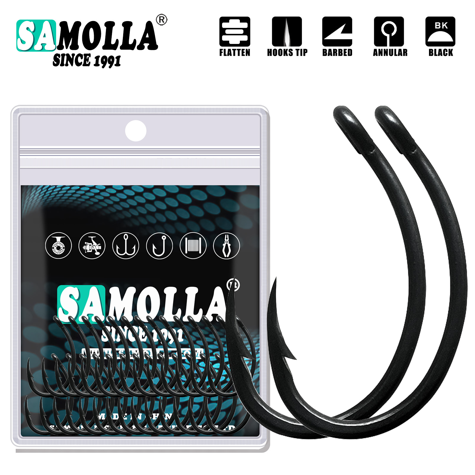 Fishing Hook Offset - 50 pezzi ami da pesca alla