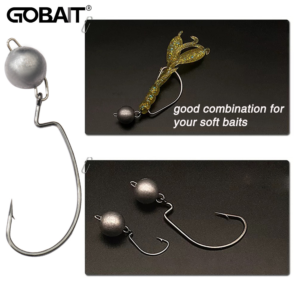 Fishing Hook Offset - 5 pz Metallo Jig Testa Verme